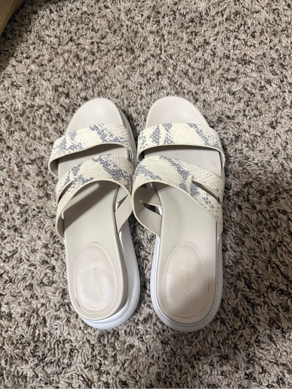 Cole Haan Cream Snake-Print Slide Sandals